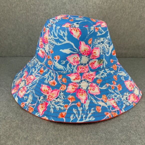 Lilly Pulitzer Blue Floral Reversible Bucket Sun Hat UPF 50 Bahamian Rhapsody - Picture 1 of 11